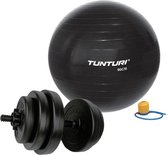 Tunturi - Fitness Set - Vinyl Halterset 15 kg  - Gymball Zwart 90 cm