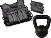 Tunturi - Fitness Set - Gewichtsvest 10 kg - Kettlebell 12 kg