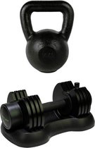 Tunturi - Fitness Set - Verstelbare Dumbbellset 12,5 kg - Kettlebell 16 kg