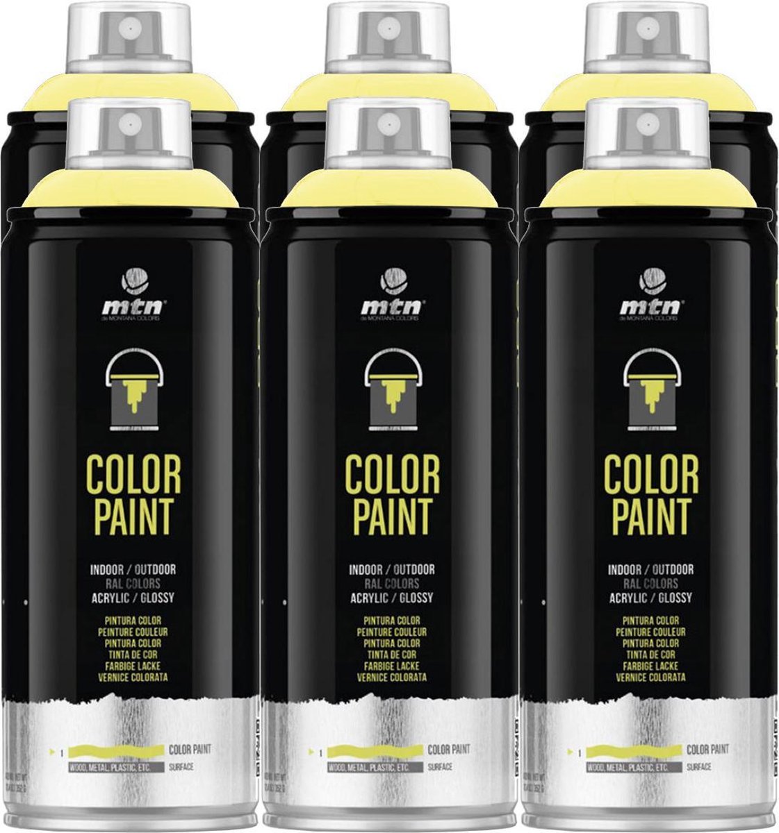 MTN PRO Color Paint RAL Spuitverf - 6 stuks - Sulfur Yellow - 400ml