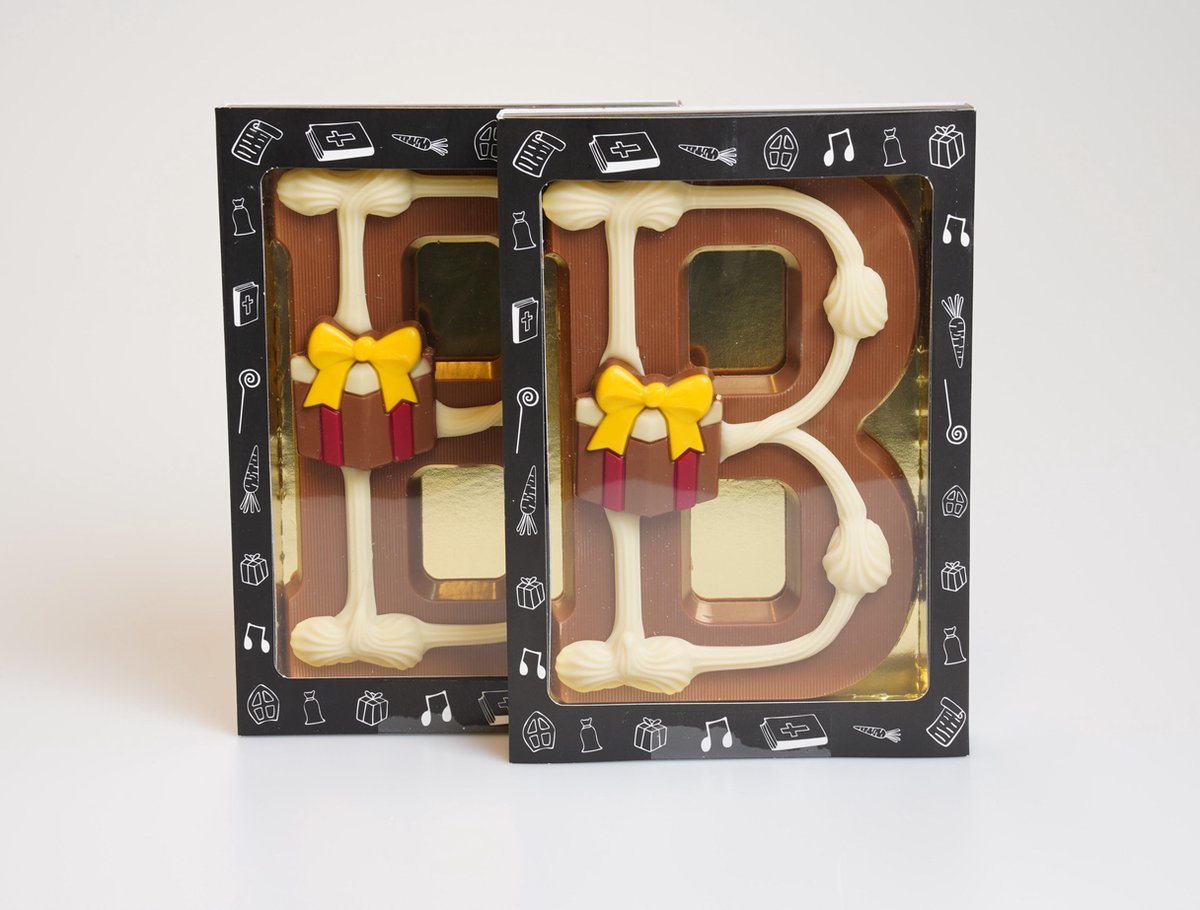 Luxe Gedecoreerde Melk Chocolade Letter B - 240 Gram — cadeau in Eten & Drinken - foto 2