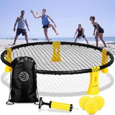 Univeau™ Roundball Set PRO met 3 Ballen – Spikeball Roundnet Set – Buitenspel – Ballenpomp en Draagtas – Geel