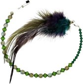 Hair wire met blauw veertje en groene Swarovski Beads