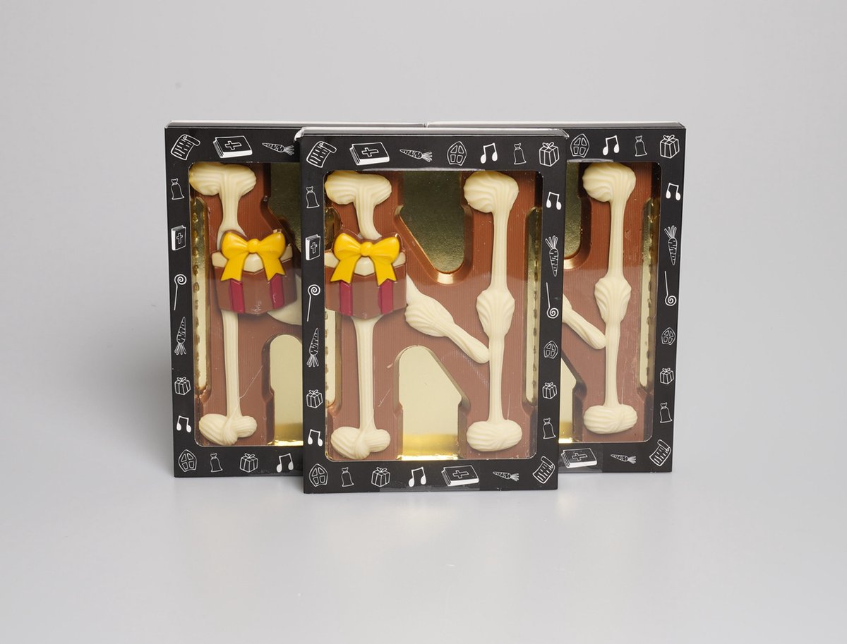 Luxe Gedecoreerde Melk Chocolade Letter N - 20 x 240 Gram — cadeau in Eten & Drinken - foto 2