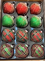 S&L Luxe Christmas Gifts Set de boules de Noël avec paillettes - 12 pièces - 8cm - Décorations de Noël - Boules de Noël