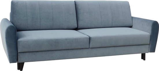 InspireMe - 3-zitsbank van voor woonkamer, slaapbank, sofa met slaapfunctie en opbergruimte, moderne bank - 226x95x90 cm, 195x142cm -DEILA (Blauw)