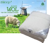 iSleep Wollen Onderdeken - 100% Wol - Lits-jumeaux XL - 200x220 cm - Ecru