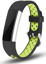 Siliconen Smartwatch bandje - Geschikt voor Fitbit Alta / Alta HR sport bandje - zwart/groen - Strap-it Horlogeband / Polsband / Armband - Maat: Maat L