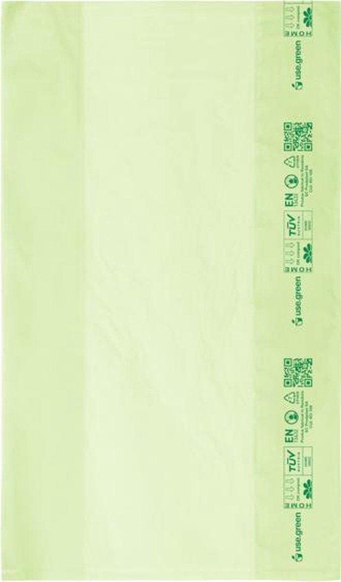 Use.green PLA fruittas op rol, 100% composteerbaar, Disposable, wegwerp artikel, eenmalig gebruik, Transparant, lichtgroen, 34 x 40 cm x 0.011 mm - 400 stuks