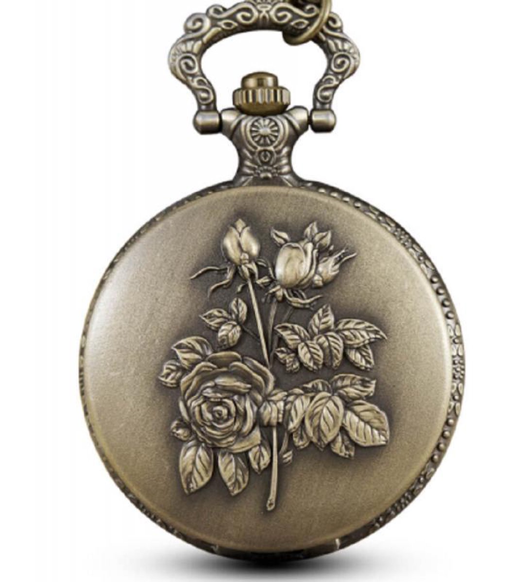 Ketting horloge - brons - bloemen Maxima -70 cm-Charme Bijoux