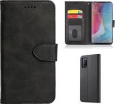 Oppo A94 5G Hoesje Book Case - vakjes voor pasjes - kunstleer - kaarthouder met magneetsluiting - lederen boekje / booklet / flip case - kwalitatieve beschermhoes tegen vallen - zwart