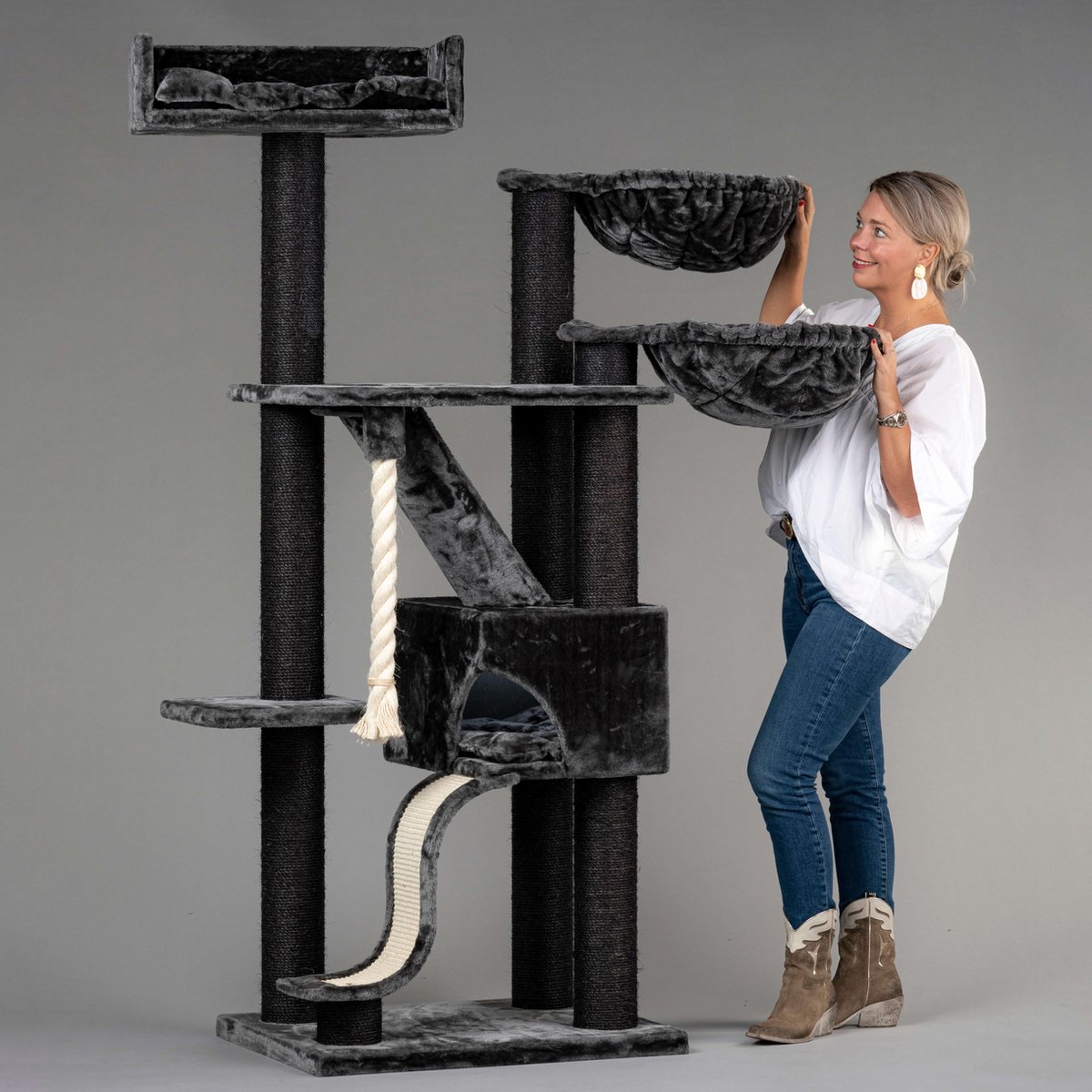 Krabpaal voor grote katten Kilimandjaro de Luxe Blackline Plus Donker grijs van RHRQuality