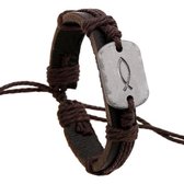 Fako Bijoux® - Armband - Leder - Visje - Zwart