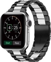 Geschikt voor Apple Watch bandje 38 / 40 / 41 mm - Series 1 2 3 4 5 6 7 SE - Smartwatch iWatch horloge band - 38mm 40mm 41mm - Fungus - RVS metaal - Zwart zilver - Schakel