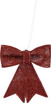 Home & Styling Kerstdecoratie/Kersthanger 8 stuks! Mini strik glitter 10,5 cm - Rood