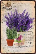 Retro Muur Decoratie uit Metaal Vintage Lavendel 20x30cm DU-8879