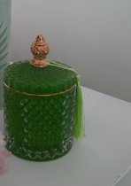 Luxury jar green with gold/ luxe opberg pot groen met goud/ decoratie