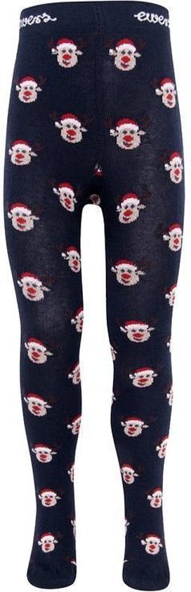 Donkerblauwe maillot voor baby's met rendierenprint en kerstmutsen, voorzien van merknaam 'Ewers' op de tailleband.