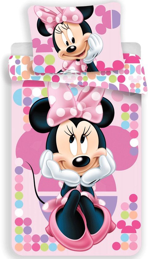 Disney Minnie Mouse Dekbedovertrek Stippen - Eenpersoons - 140 x 200 cm - Polyester