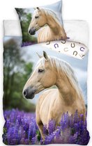 DREAMEE Dekbedovertrek Lavender Horse - Eenpersoons - 140x200 cm - Multi