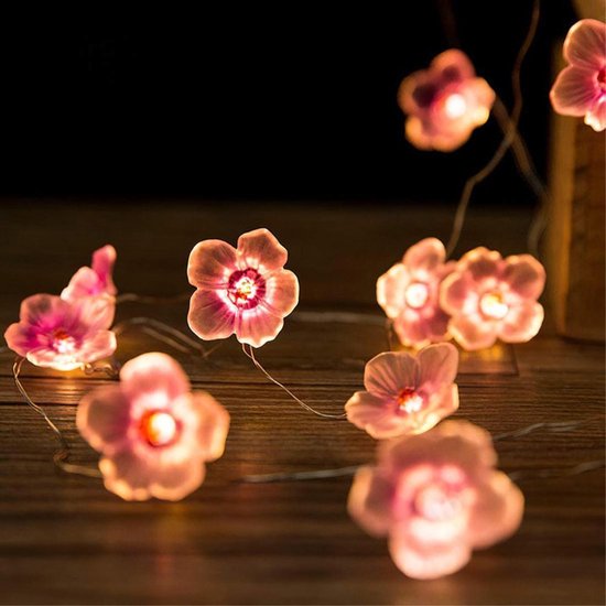 Voorlopige Of anders Draai vast licht snoer lichtslinger - lampjes - roze bloemen blossom -  sfeerverlichting -... | bol.com