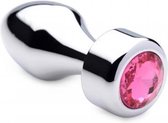 Aluminum Buttplug Met Roze Kristal - Klein - Sextoys - Anaal Toys
