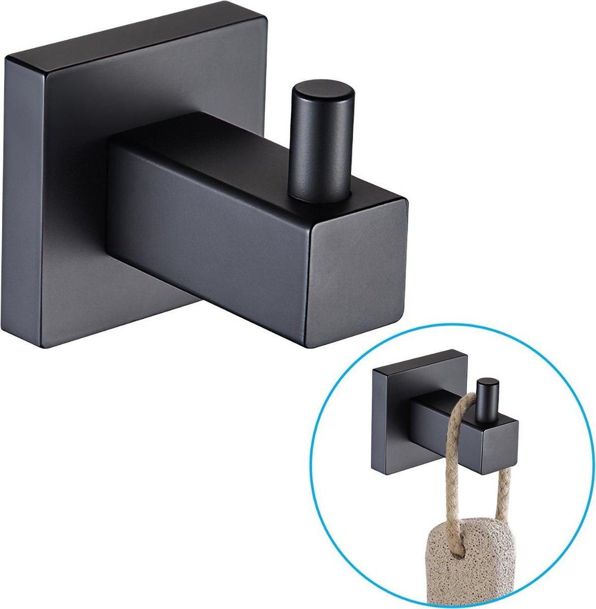 Sanics Handdoekhaak Zwart inclusief Montage set – Handdoekhaakjes – Handdoekrek - Handdoekhouder Badkamer - Zwart