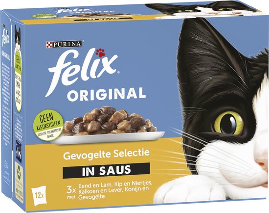 Felix Original in Saus - Kattenvoer natvoer - Gevogelte Selectie - 48 x 85g  | bol.com