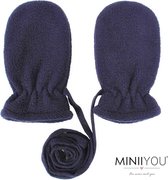 Baby Fleece winter wantjes met koord Navy (3-18 mnd) - handschoenen