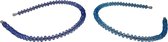 Jessidress® Hoofdband Diademen Dames Haar Diadeem met Kralen Chique Haarband - Blauw