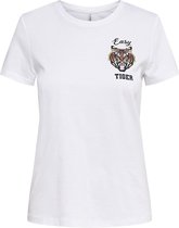 Only T-shirt Onlkita Life Reg S/s Tiger Top Box 15243490 Bright White/easy Dames Maat - XL