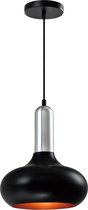 QUVIO Hanglamp retro - Lampen - Plafondlamp - Verlichting - Verlichting plafondlampen - Keukenverlichting - Lamp - E27 Fitting - Met 1 lichtpunt - Voor binnen - Metaal - Aluminium - D 25 cm - Zwart en zilver