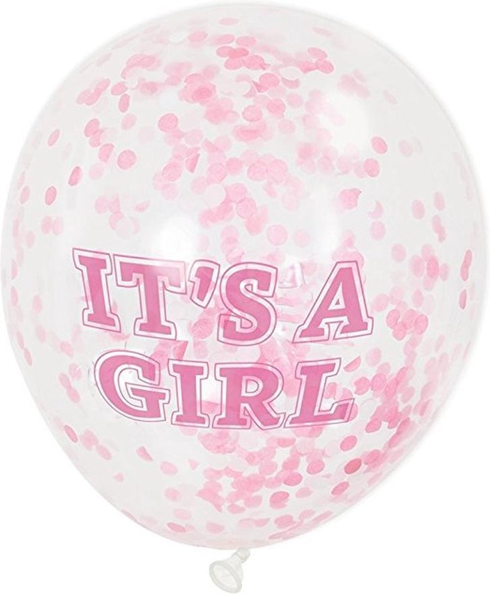 Ootje Kadootje 'It's A Girl' 6 Stuks Confetti Ballonnen OK 8132