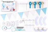 Blauw/Zilver eerste verjaardag cake smash pakket - Partydeco