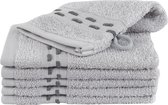 Homéé washandjes golf jacquard 550g. m² 15x22cm 100% katoen badstof set van 6 stuks grijs