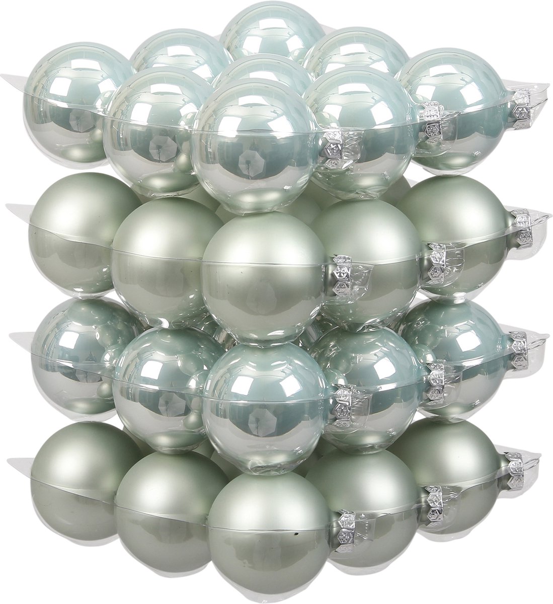 Glas kerstballen - 6 cm - 36 stuks - Oyster grey