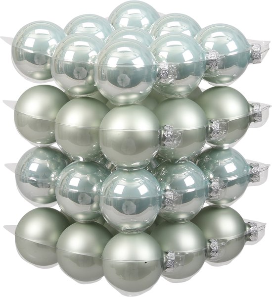 Glas kerstballen - 6 cm - 36 stuks - Oyster grey