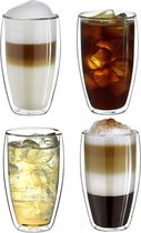 Dubbelwandige glazen -  Set van 4 Stuks - Dubbelwandige Cappuccino/Latte Macchiato Glazen 350ml