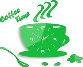 Belanian - Klokken - Wandklokken - grote wandklok, moderne klok, wandklok, keukenklok, groen, Coffe Time 3d