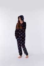 Woody onesie meisjes - donkerblauw met camera all-over print - 212-2-YOB-V/948 - maat 152