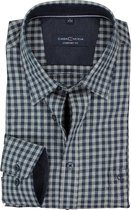 CASA MODA Sport comfort fit overhemd - blauw met grijs geruit twill flanel (contrast) - Strijkvriendelijk - Boordmaat: 49/50