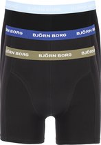 Björn Borg boxershorts Essential  (3-pack) - heren boxers normale lengte - zwart met gekleurde tailleband -  Maat: L
