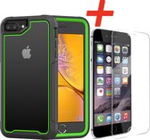 Backcover geschikt voor Apple iPhone 7 Plus / 8 Plus - Groen - Shockproof + Glas Protector