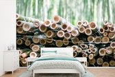 Behang - Fotobehang Stapel gesneden bamboe Arashiyama - Breedte 390 cm x hoogte 260 cm