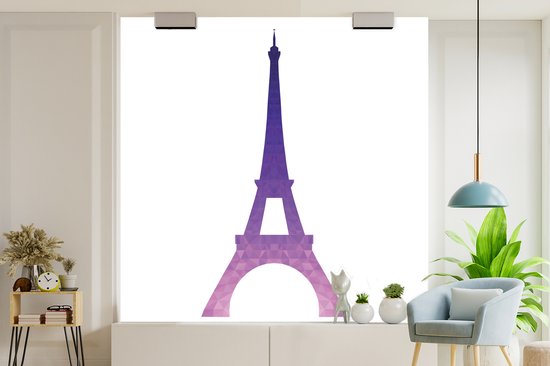 Papier peint photo vinyle - Une illustration colorée de la Tour Eiffel largeur 350 cm x hauteur 350 cm - Tirage photo sur papier peint (disponible en 7 tailles)