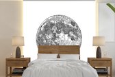 Behang - Fotobehang Een zwart-wit illustratie van de maan - Breedte 240 cm x hoogte 240 cm