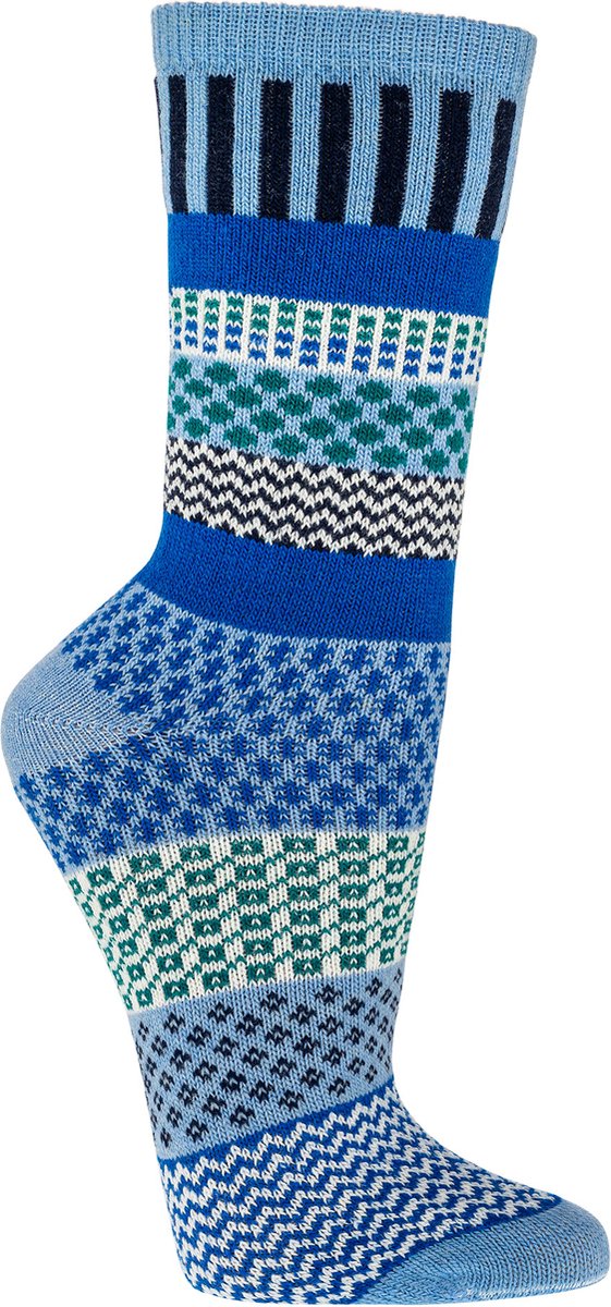 Multi color wollen sokken in leuke kleuren – blauw en oranje – 2 paar – maat 35/38