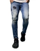 Heren Jeans blauw denim met scheur en spetter | 13992 | maat 34 | Cadeau voor Man Cadeautjes | Sinterklaas | Black Friday | Kerst | Kerstcadeau | Actie | Korting | Aanbieding