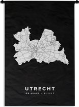 Wandkleed - Wanddoek - Utrecht - Nederland - Kaart - 60x90 cm - Wandtapijt