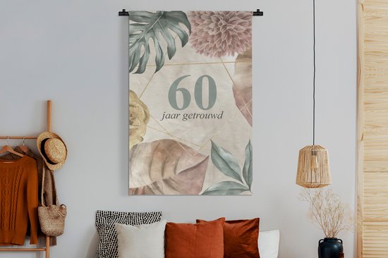 Tapisserie - Tapisserie - Marié 60 ans - Proverbes - Citations - Mariage - 120x180 cm - Tapisserie